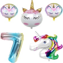 Rönesans Parti Unicorn Karakter  Rakamlı Doğum Günü Parti Seti Yaş 7