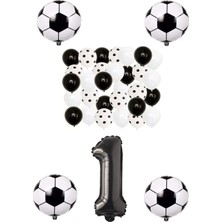 Rönesans Parti Siyah Beyaz Taraftar Folyo Balon Doğum Günü Parti Seti Yaş 1