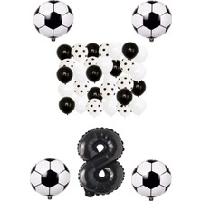 Rönesans Parti Siyah Beyaz Taraftar Folyo Balon Doğum Günü Parti Seti Yaş 8