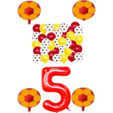 Rönesans Parti Sarı Kırmızı Taraftar Folyo Balon Doğum Günü Parti Seti Yaş 5