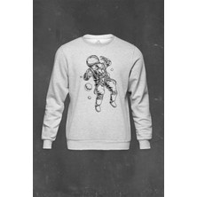 So Cool Gri Sweatshirt Astronot Uzay Space Cosmos Galaksi Gezegen Baskılı Unisex Sweat