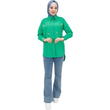 By Coolest Butik 7116 Renkli Taş Detaylı Poplin Kumaş Tunik Gömlek