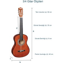 Midex CG-36BRW Kaliteli 36 Inç 3/4 Juniur Çocuk Gitarı 8-12 Yaş Arası (Çanta Askı Capo Nota Sticker Pena Metod)