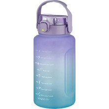 Vagonlife Mega Büyük Boy 2500ML 2.5litre Pipetli/pipetsiz Kullanım Çift Renk Motivasyon Matarası Sticker Hediyeli