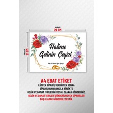 Etiketci Abla Isimli Çeyiz Etiketi - Kendinden Yapışkanlı - A4 Ebat (29 x 21 Cm) - Model 003 - 20 Adet