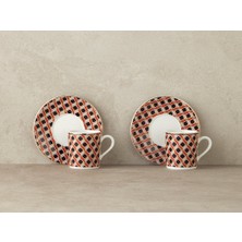 English Home Modern Cube Bone Porselen 4 Parça 2 Kişilik Kahve Fincan Takımı Turuncu