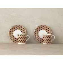 English Home Modern Cube Bone Porselen Kahve Fincan Takımı 4 Parça 2 Kişilik Sarı