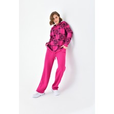 FTZ Women Kadın Dama Desenli İkili Takım  Fuşya 20604