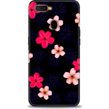 gmotp Oppo A12 Kılıf Hd Baskılı - Pembe Mavi Çiçekler