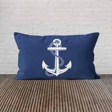 The Lucid Lab Çapa Navy Blue 30CM x 50CM / Marin Temalı Çift Taraflı Kırlent Kılıfı