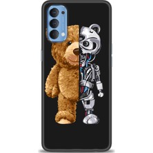 gmotp Oppo Reno 4 Kılıf Hd Baskılı - Ayı ve Iskeleti