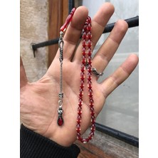 Sultan Telkari Sürmeli Bordo Renk Beyzi Kesim Toz Kehribar Tesbih