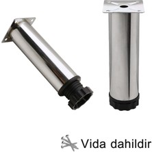 Glaswen 8 Adet Metal Ayarlanabilir 12 cm Krom Destek Ayağı Mobilya Kanepe Baza Koltuk Dolap Sehpa Tv Ünitesi Ayağı