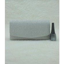 Sh Poly1 Abiye Çanta Clutch Portföy Askılı Omuz ve El Çantası Çupra Gümüş