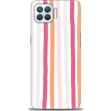 gmotp Oppo Reno 4 Lite Kılıf Hd Baskılı - Pembe Çubuklar