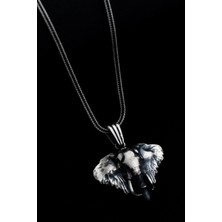 Osmanlı Gümüş Erkek Gümüş Kolye - Fil Kafası Motifli Gümüş Kolye