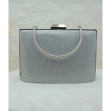 Sh Poly1 Abiye Çanta Tablet Simli Gece Çantası Kum Sim Gümüş