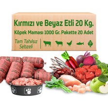 Çiğmamam Kırmızı ve Beyaz Etli Tahılsız Köpek Barf Maması 20 kg 1000 gr