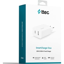 Ttec 2SCS24B Smartcharger Duo 32W Pd Seyahat Hızlı Sarj Aletı Usb-C/usb-A -Beyaz