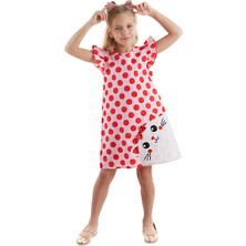 Denokids Tombiş Kedi Kız Çocuk Poplin Pembe Elbise