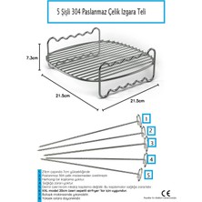 Populer Airfryer Xxl Izgara Kebap Ustası Seti Airfryer Aksesuar Xxl Izgara Tel ve  5 Adet Şiş