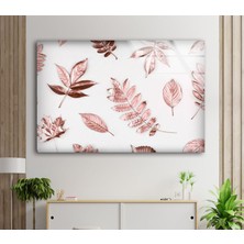 Myphotostation Gül Altın Yapraklar Temperli Cam Duvar Tablosu