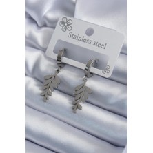 E-Bijuteri Çelik Gümüş Renk Salkım Model Kadın Küpe