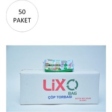 Lixo Büyük Boy Çöp Torbası 65 x 80 cm 10'lu Rulo x 50 Paket = 500 Adet (Mavi)