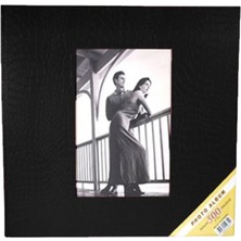 GünTech 10x15 500'lük Deri Desenli Pencereli Fotoğraf Albümü Siyah