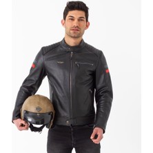 Emporium Retro Motosiklet Deri Mont Siyah Rüzgar Geçirmez Suya Dayanıklı Erkek M Beden