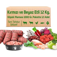 Çiğmamam Kırmızı ve Beyaz Etli Tahılsız Köpek Barf Maması 12 kg 1000 gr