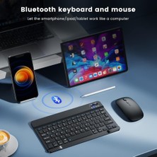 CoverZone Bluetooth Kablosuz Şarjlı Türkçe Q Klavye Alüminyum Alışım Bluetooth Mini Mouse Süper Hafif Taşınabillir Bluetooth Eşleştirmeli Midi Klavye 25CM x 15CM