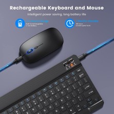 CoverZone Bluetooth Kablosuz Şarjlı Türkçe Q Klavye Alüminyum Alışım Bluetooth Mini Mouse Süper Hafif Taşınabillir Bluetooth Eşleştirmeli Midi Klavye 25CM x 15CM