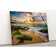 Myphotostation Sahil Gün Batımı Tempered Cam Duvar Tablosu