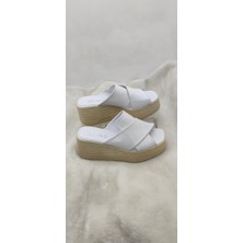 Çiğdem Kundura Çiğdem Gerçek Deri Dolgu Topuk TERLİK(BLSDT3A) - Beyaz - 39 - ST02549-12876