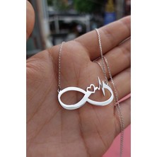 Özgür Takı 925 Ayar Gümüş Kalpli Sonsuzluk Kolye