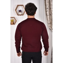 Miwan Collection Erkek V Yaka Bordo Slim Fit Triko Kazak