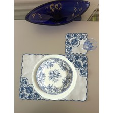 Lilies Atelier Delik Işi Keten Sofra Takımı 2 Adet Amerikan Servis ve 2 Adet Kokteyl Peçetesi