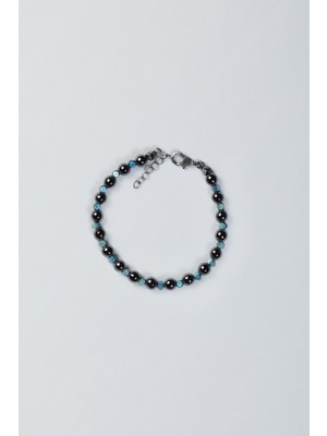 So CHIC Mavi Hematit Taşlı 21 Cm Gümüş Erkek Bilekilk