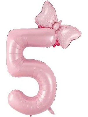 Rönesans Parti Pembe Rakam Fiyonk Folyo Balon Seti Yaş 5