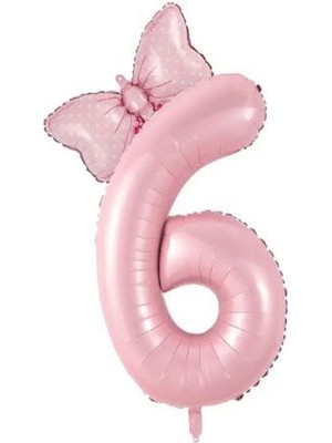 Rönesans Parti Pembe Rakam Fiyonk Folyo Balon Seti Yaş 6