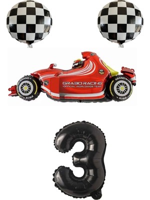 Best Parti Yarış Arabası Rakam Folyo Balon Seti Yaş 3