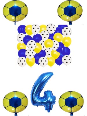 Best Parti Sarı Lacivert Taraftar Folyo Balon Doğum Günü Parti Seti Yaş 4