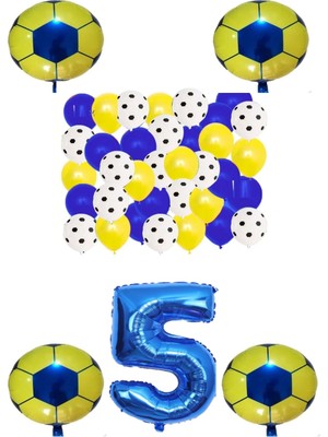 Best Parti Sarı Lacivert Taraftar Folyo Balon Doğum Günü Parti Seti Yaş 5