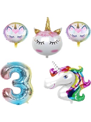 Best Parti Unicorn Karakterli Rakamlı Doğum Günü Parti Seti Yaş 3