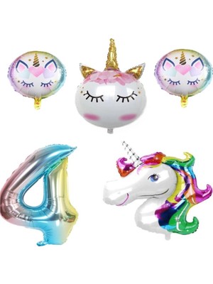 Best Parti Unicorn Karakterli Rakamlı Doğum Günü Parti Seti Yaş 4