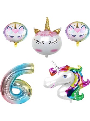 Best Parti Unicorn Karakterli Rakamlı Doğum Günü Parti Seti Yaş 6