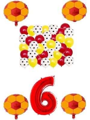 Best Parti Sarı Kırmızı Taraftar Folyo Balon Doğum Günü Parti Seti Yaş 6