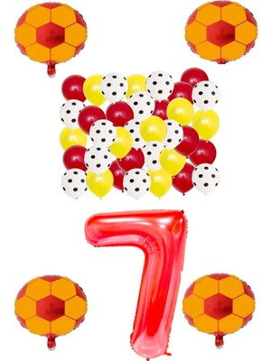 Best Parti Sarı Kırmızı Taraftar Folyo Balon Doğum Günü Parti Seti Yaş 7