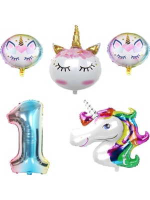 Bal10 Dünyası Unicorn Karakterli Rakamlı Doğum Günü Parti Seti Yaş 1